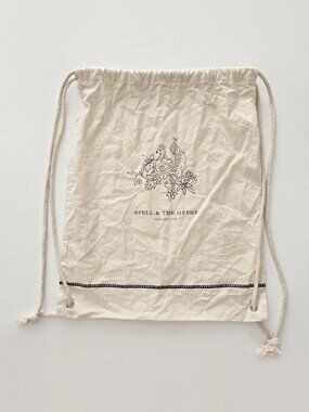 Spell‎ Drawstring Peacock Linen Bag Backpack